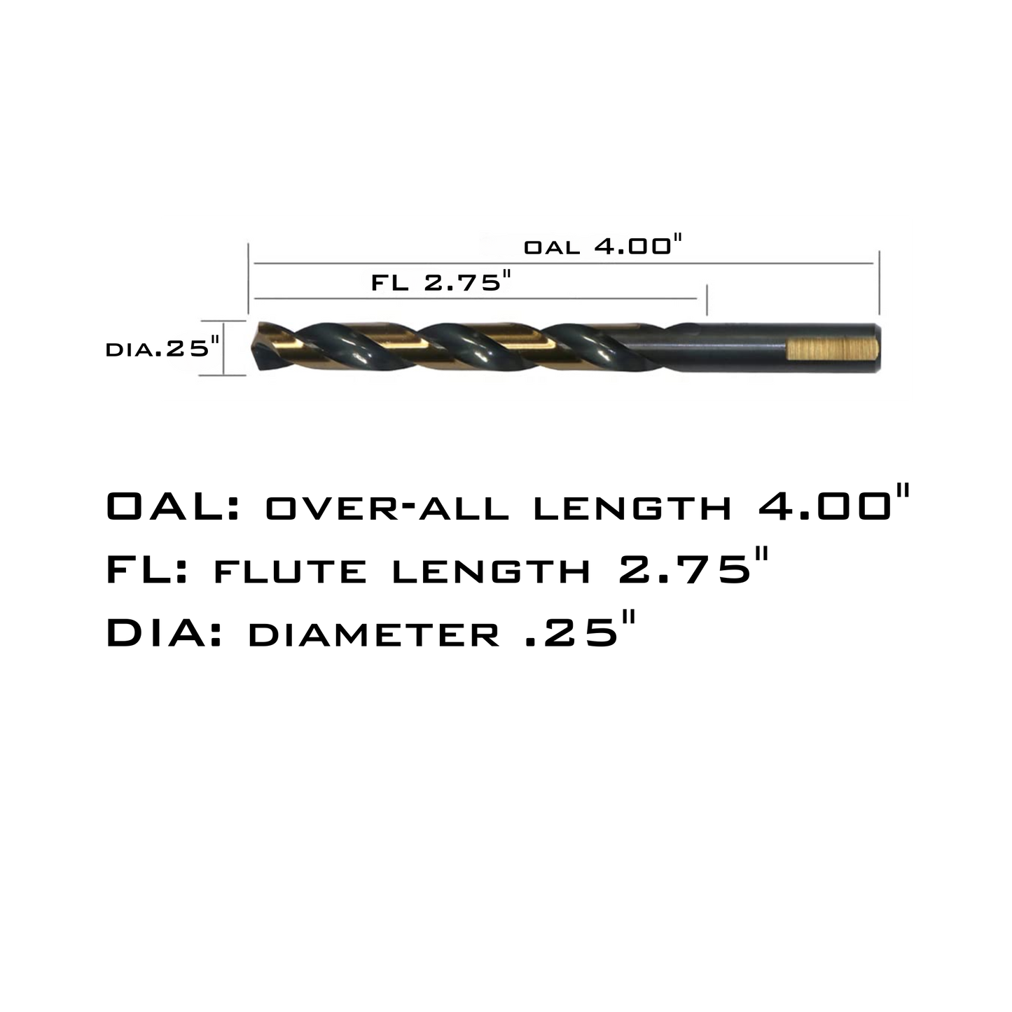 1/4" 10-Piece Cobalt Steel Drill Bit Set - Black & Gold Finish, 135° Split Point, Industrial Grade with Max Force, Triple Flat Shank Design for Non-Slip Hard Metal Drilling